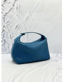 BOTTEGA VENETA MINI HOP TOP HANDLE BAG IN BLUE INTRECCIATO CALFSKIN LEATHER