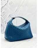 BOTTEGA VENETA MINI HOP TOP HANDLE BAG IN BLUE INTRECCIATO CALFSKIN LEATHER