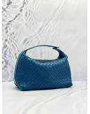 BOTTEGA VENETA MINI HOP TOP HANDLE BAG IN BLUE INTRECCIATO CALFSKIN LEATHER