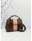 (LIKE NEW) LOUIS VUITTON BOND STREET BB TOP HANDLE AND CROSSBODY BAG IN BROWN DAMIER EBENE CANVAS WITH PINK GRAINED CALFSKIN LEATHER