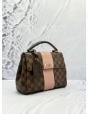 (LIKE NEW) LOUIS VUITTON BOND STREET BB TOP HANDLE AND CROSSBODY BAG IN BROWN DAMIER EBENE CANVAS WITH PINK GRAINED CALFSKIN LEATHER