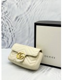 GUCCI GG MARMONT SUPER MINI IN OFF WHITE MATELASSE CHEVRON LAMBSKIN LEATHER -FULL SET-
