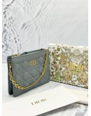 (LIKE NEW) 2025 CHRISTIAN DIOR CARO EVERY DIOR POUCH IN CLOUD BLUE SUPPLE CANNAGE CALFSKIN LEATHER -FULL SET-