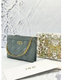 (LIKE NEW) 2025 CHRISTIAN DIOR CARO EVERY DIOR POUCH IN CLOUD BLUE SUPPLE CANNAGE CALFSKIN LEATHER -FULL SET-