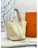 (UNUSED) 2022 HERMES PICOTIN 18 IN CRAIE CLEMENCE LEATHER -FULL SET-