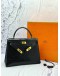 (LIKE NEW) HERMES KELLY 28 SELLIER IN BLACK POROSUS CROCODILE LEATHER -FULL SET-