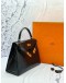 (LIKE NEW) HERMES KELLY 28 SELLIER IN BLACK POROSUS CROCODILE LEATHER -FULL SET-