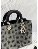 (LIKE NEW)CHRISTIAN DIOR WOOL SEQUIN LEOPARD LADY DIOR BAG 