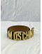 MOSCHINO BLACK LEATHER GOLD LOGO BELT 