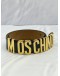 MOSCHINO BLACK LEATHER GOLD LOGO BELT 