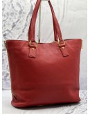 PRADA VITELLO DAINO SIDE ZIP SHOPPER TOTE BAG IN RED