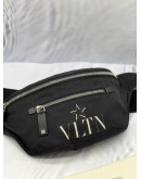 VALENTINO VLTN BELT BAG BLACK LEATHER NYLON 