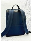 TUMI RIVER SLIM BACKPACK IN NAVY BLUE NYLON WITH BLACK CALFSKIN LEATHER