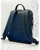 TUMI RIVER SLIM BACKPACK IN NAVY BLUE NYLON WITH BLACK CALFSKIN LEATHER