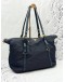 PRADA TOTE SHOULDER BAG IN NAVY BLUE NYLON WITH CALFSKIN LEATHER