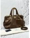 PRADA TOTE TOP HANDLE AND SHOULDER BAG IN BROWN SOFT CALFSKIN LEATHER