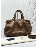PRADA TOTE TOP HANDLE AND SHOULDER BAG IN BROWN SOFT CALFSKIN LEATHER