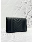 YSL SAINT LAURENT ENVELOPE CHAIN CROSSBODY BAG IN BLACK CALFSKIN LEATHER