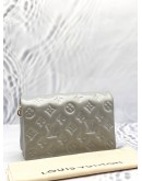 (LIKE NEW) MICROCHIP LOUIS VUITTON POCHETTE COUSSIN IN SOFT LIGHT GREY MONOGRAM EMBOSSED LAMBSKIN LEATHER WITH REMOVABLE CHAIN -FULL SET-  