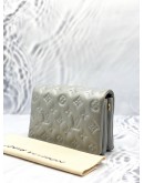 (LIKE NEW) MICROCHIP LOUIS VUITTON POCHETTE COUSSIN IN SOFT LIGHT GREY MONOGRAM EMBOSSED LAMBSKIN LEATHER WITH REMOVABLE CHAIN -FULL SET-  