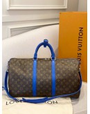(LIKE NEW) LOUIS VUITTON KEEPALL BANDOULIERE 50 IN MONOGRAM INDIGO BLUE CANVAS 