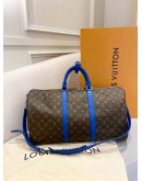 (LIKE NEW) LOUIS VUITTON KEEPALL BANDOULIERE 50 IN MONOGRAM INDIGO BLUE CANVAS 