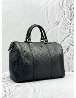 (LIKE NEW) GUCCI MEDIUM JOY BOSTON TOP HANDLE BAG IN BLACK GG GUCCISSIMA LEATHER