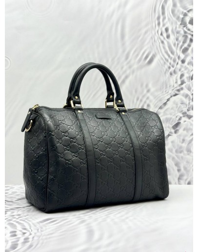 (LIKE NEW) GUCCI MEDIUM JOY BOSTON TOP HANDLE BAG IN BLACK GG GUCCISSIMA LEATHER
