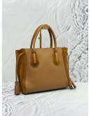 LONGCHAMP PENELOPE FANTASY TOTE TOP HANDLE BAG IN BROWN CALFSKIN WITH SUEDE LEATHER