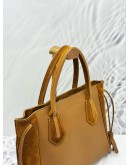 LONGCHAMP PENELOPE FANTASY TOTE TOP HANDLE BAG IN BROWN CALFSKIN WITH SUEDE LEATHER