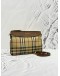 (LIKE NEW) BURBERRY PEYTON CROSSBODY BAG IN BEIGE HAYMARKET CHECK CANVAS WITH BROWN CALFSKIN LEATHER