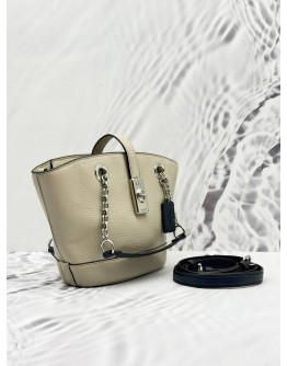COACH LANA BUCKET BAG IN LIGHT BEIGE WITH BLACK PEBBLED LEATHER COACH LANA BUCKET BAG IN LIGHT BEIGE WITH BLACK PEBBLED LEATHER
