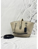 COACH LANA BUCKET BAG IN LIGHT BEIGE WITH BLACK PEBBLED LEATHER
