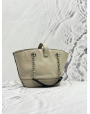 COACH LANA BUCKET BAG IN LIGHT BEIGE WITH BLACK PEBBLED LEATHER