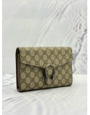 GUCCI DIONYSUS WALLET ON CHAIN IN BEIGE GG SUPREME CANVAS WITH CALFSKIN LEATHER