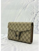 GUCCI DIONYSUS WALLET ON CHAIN IN BEIGE GG SUPREME CANVAS WITH CALFSKIN LEATHER