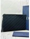(LIKE NEW) CHRISTIAN DIOR A4 POUCH IN BLACK DIOR OBLIQUE JACQUARD WITH CALFSKIN LEATHER -FULL SET-