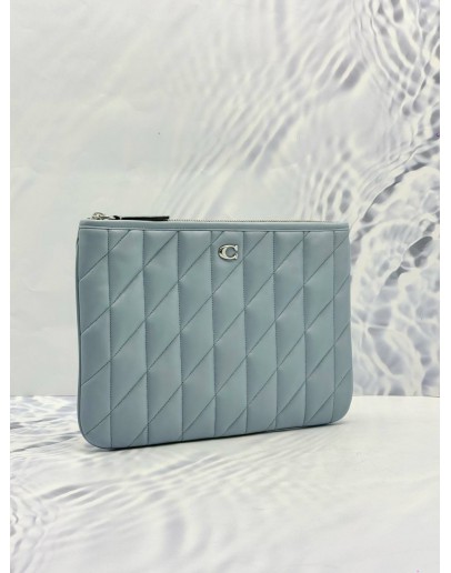 (LIKE NEW) COACH POUCH 28 PILLOW IN BABY BLUE CALFSKIN LEATHER