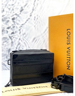 MICROCHIP LOUIS VUITTON M59163 HANDLE SOFT TRUNK CROSSBODY BAG IN BLACK TAURILLON MONOGRAM CALFSKIN LEATHER -FULL SET-