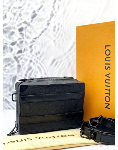 MICROCHIP LOUIS VUITTON M59163 HANDLE SOFT TRUNK CROSSBODY BAG IN BLACK TAURILLON MONOGRAM CALFSKIN LEATHER -FULL SET-