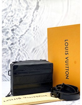 MICROCHIP LOUIS VUITTON M59163 HANDLE SOFT TRUNK CROSSBODY BAG IN BLACK TAURILLON MONOGRAM CALFSKIN LEATHER -FULL SET-