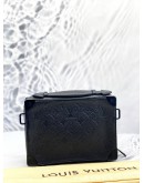 MICROCHIP LOUIS VUITTON M59163 HANDLE SOFT TRUNK CROSSBODY BAG IN BLACK TAURILLON MONOGRAM CALFSKIN LEATHER -FULL SET-