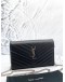 (LIKE NEW)YSL SAINT LAURENT CASSANDRA LEATHER CHAIN WALLET IN BLACK GHW