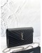 (LIKE NEW)YSL SAINT LAURENT CASSANDRA LEATHER CHAIN WALLET IN BLACK GHW