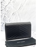 (LIKE NEW)YSL SAINT LAURENT CASSANDRA LEATHER CHAIN WALLET IN BLACK GHW