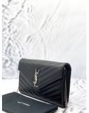 (LIKE NEW)YSL SAINT LAURENT CASSANDRA LEATHER CHAIN WALLET IN BLACK GHW
