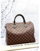 (LIKE NEW) LOUIS VUITTON SPEEDY 30 DAMIER EBENE CANVAS HANDLE BAG WITH STRAP 