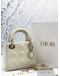(LIKE NEW) CHRISTIAN DIOR SMALL LADY DIOR MY ABCDIOR BAG IN WHITE CANNAGE LAMBSKIN LEATHER WITH STRAP -FULL SET-