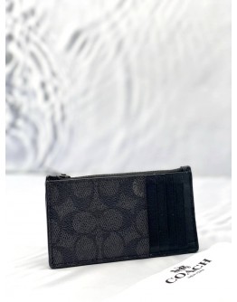 COACH ZIP CARD CASE IN SIGNATURE CANVAS 