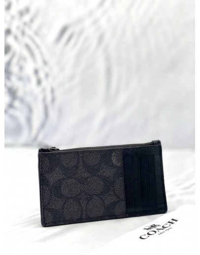 COACH ZIP CARD CASE IN SIGNATURE CANVAS 